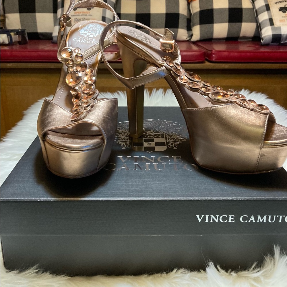 Vince Camuto Shellys Rose Gold Metallic Nappa Heels